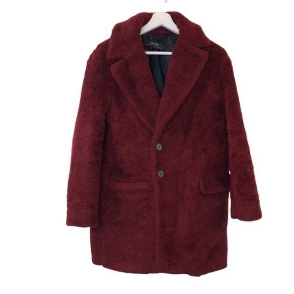 Zara Teddy Coat Red - Picture 2 of 10